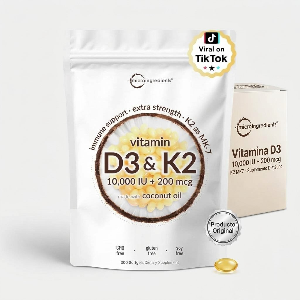 Vitamina D3 10,000 IU K2 MK7 - Micro Ingredients - Importada — foto 2