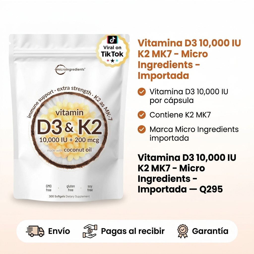 Vitamina D3 10,000 IU K2 MK7 - Micro Ingredients - Importada — foto 5