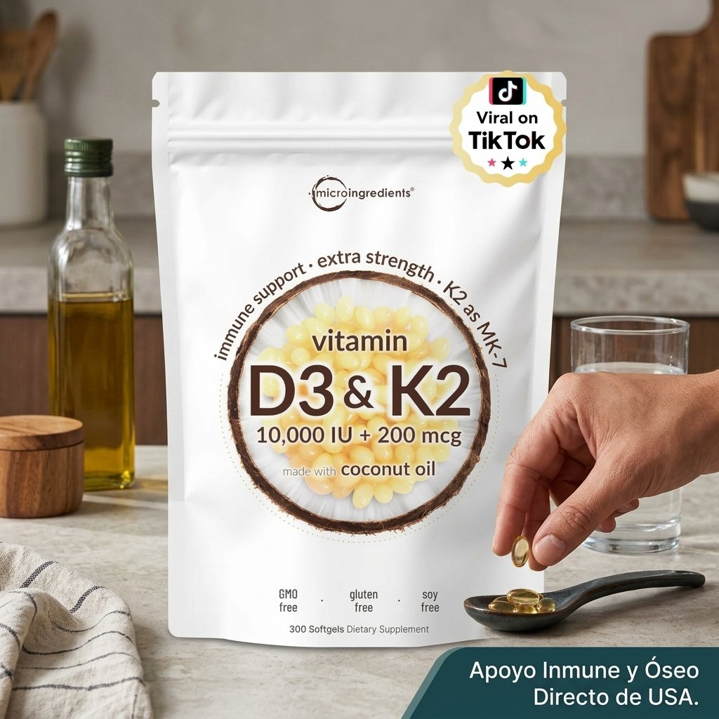 Vitamina D3 10,000 IU K2 MK7 - Micro Ingredients - Importada — foto 3