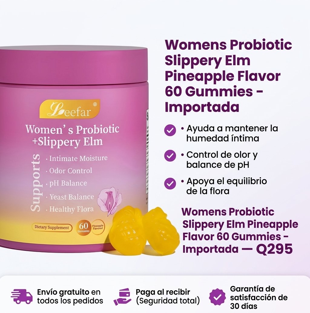 Womens Probiotic Slippery Elm Pineapple Flavor 60 Gummies - Importada — foto 8