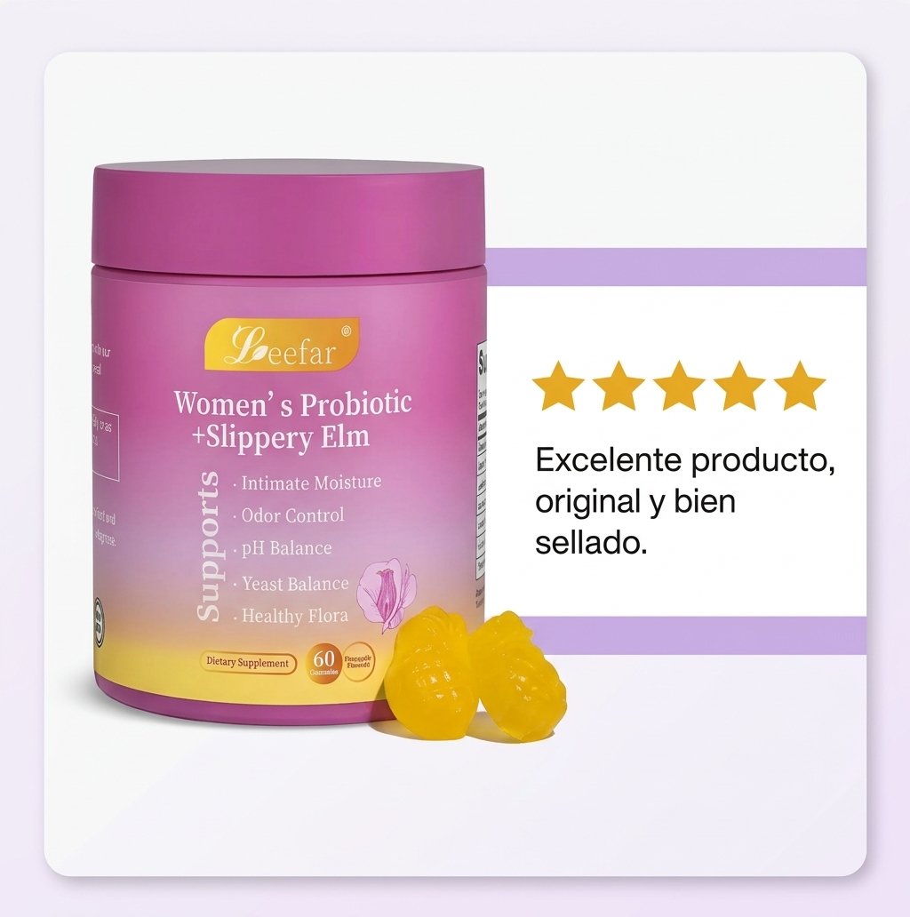 Womens Probiotic Slippery Elm Pineapple Flavor 60 Gummies - Importada — foto 7