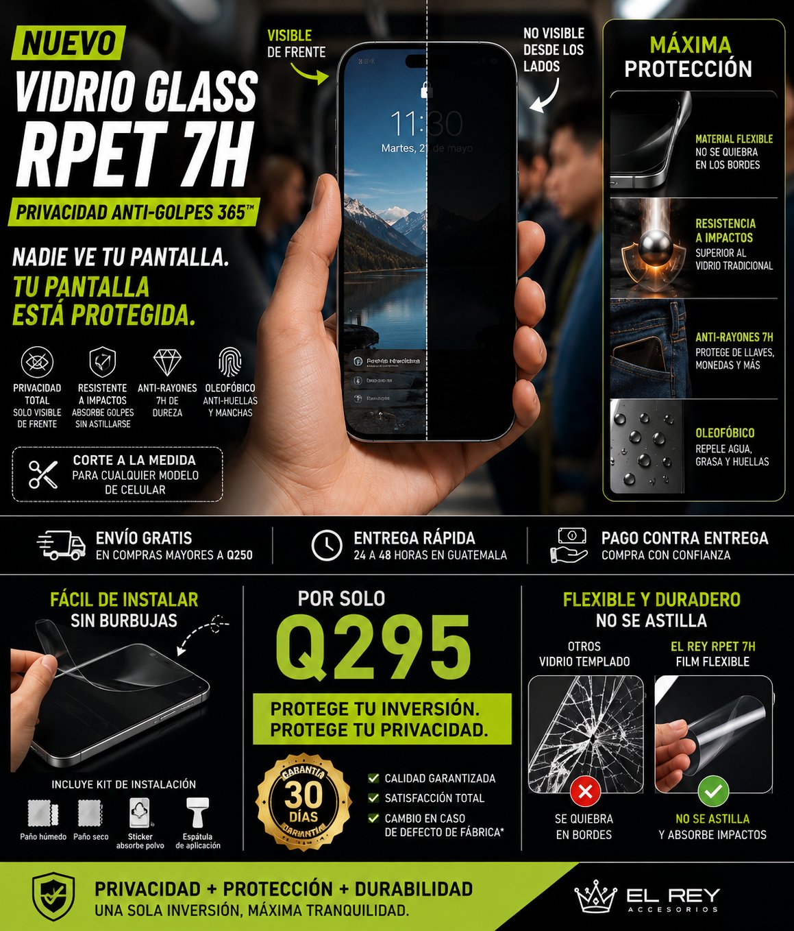 Vidrio Glass Rpet 7H film flexible privacidad para celular — foto 2