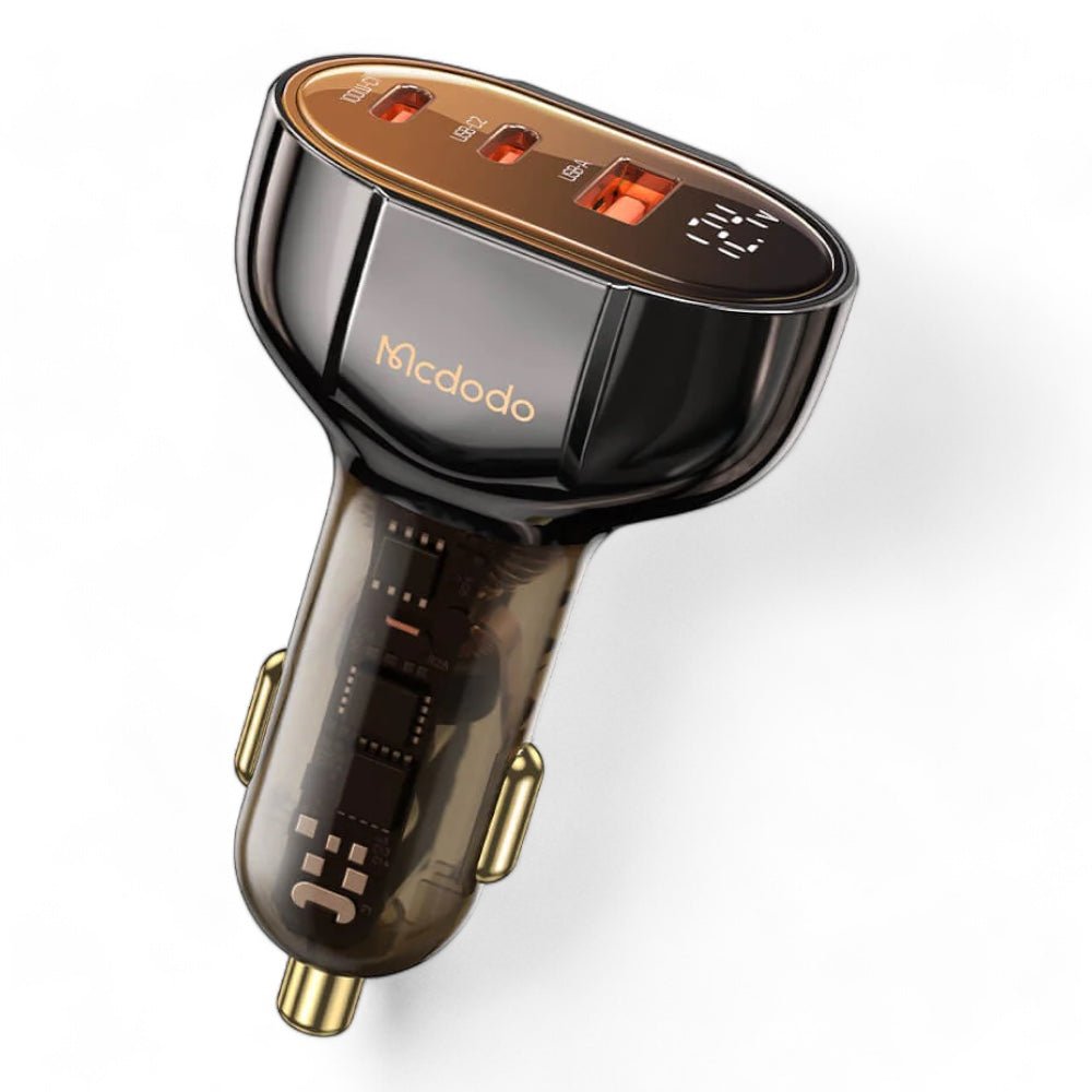 Cargador McDodo Carro Cc-2310 100w Pd Car Charger - Prism Series (3 Ports, Digital Display) Color Negro