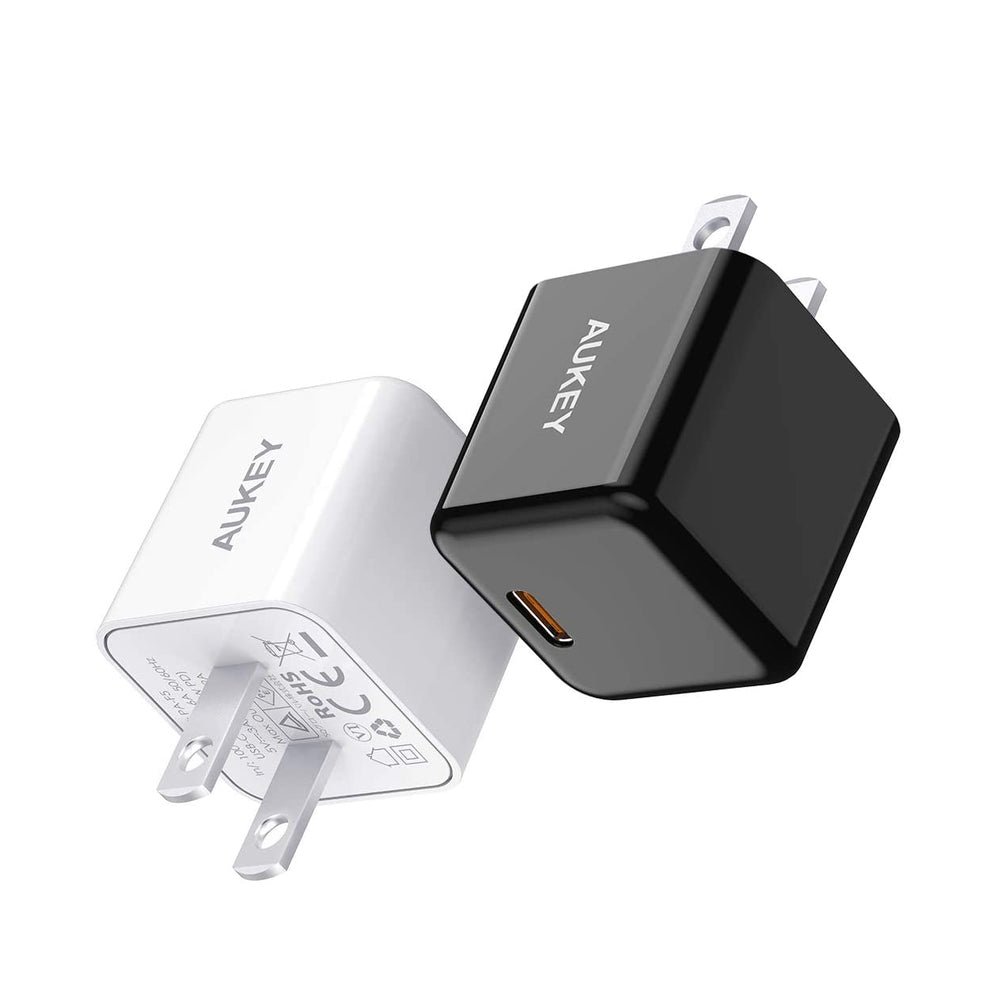 Cargador Aukey Pared 2 Cubode 20w Ultra Compact PD Wall Color Blanco