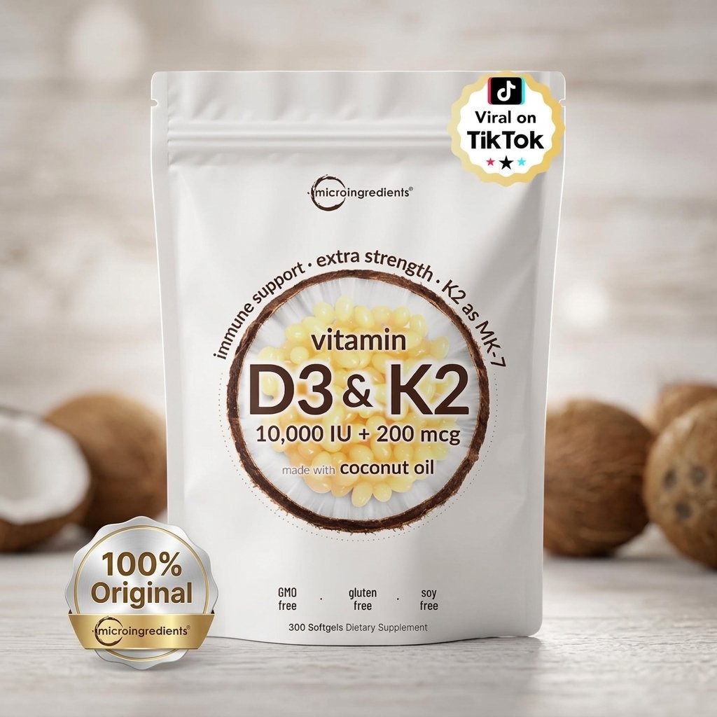 Vitamina D3 10,000 IU + K2 MK7 Micro Ingredients — 300 Softgels — foto 2