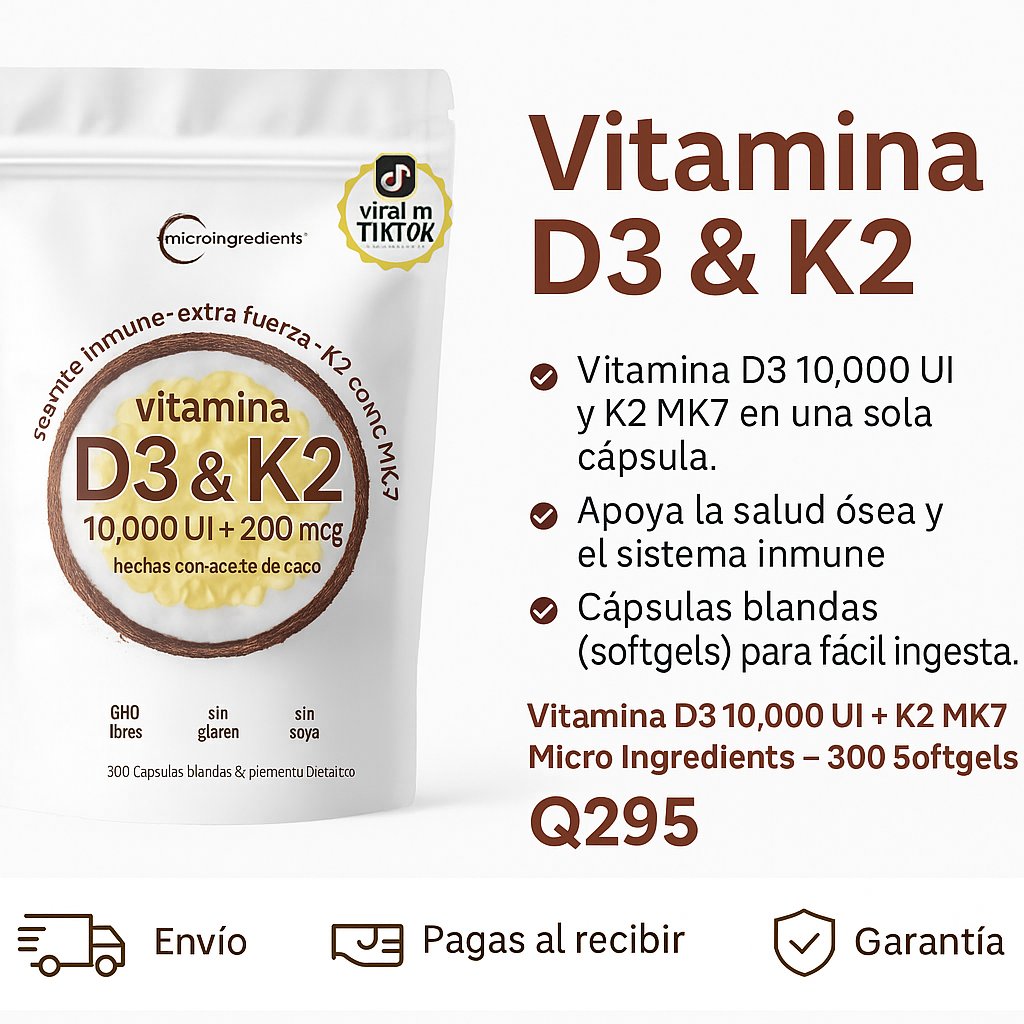 Vitamina D3 10,000 IU + K2 MK7 Micro Ingredients — 300 Softgels — foto 6