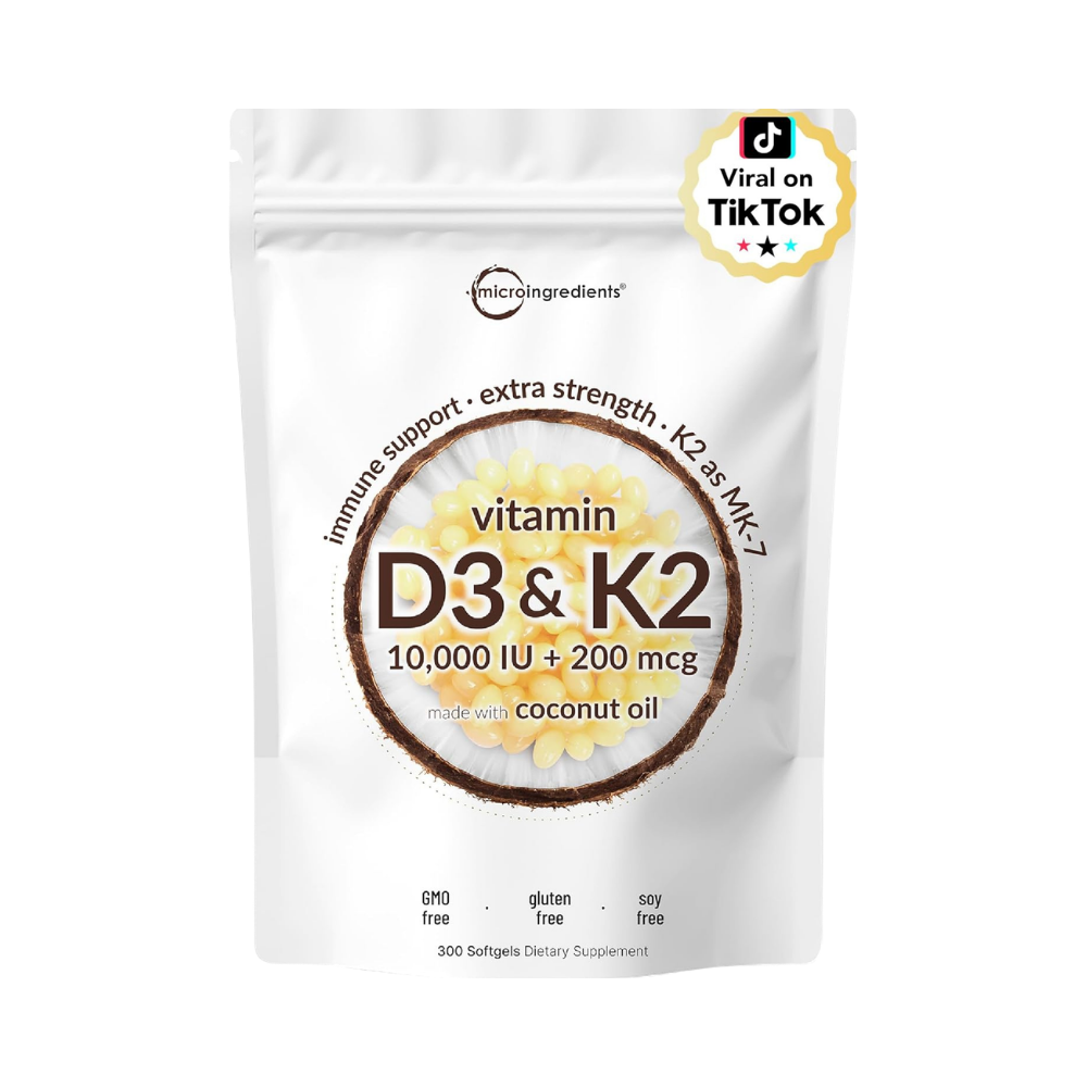 Vitamina D3 10,000 IU + K2 MK7 Micro Ingredients — 300 Softgels