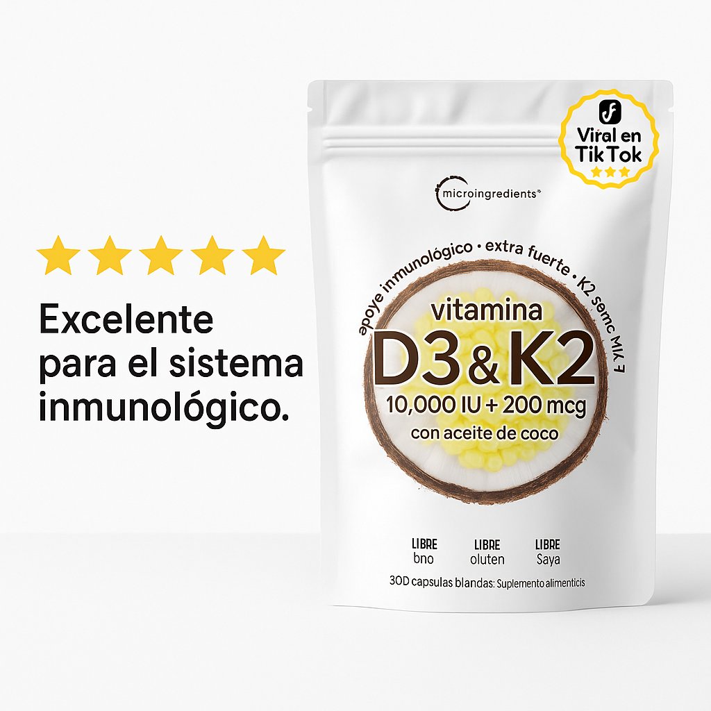 Vitamina D3 10,000 IU + K2 MK7 Micro Ingredients — 300 Softgels — foto 5